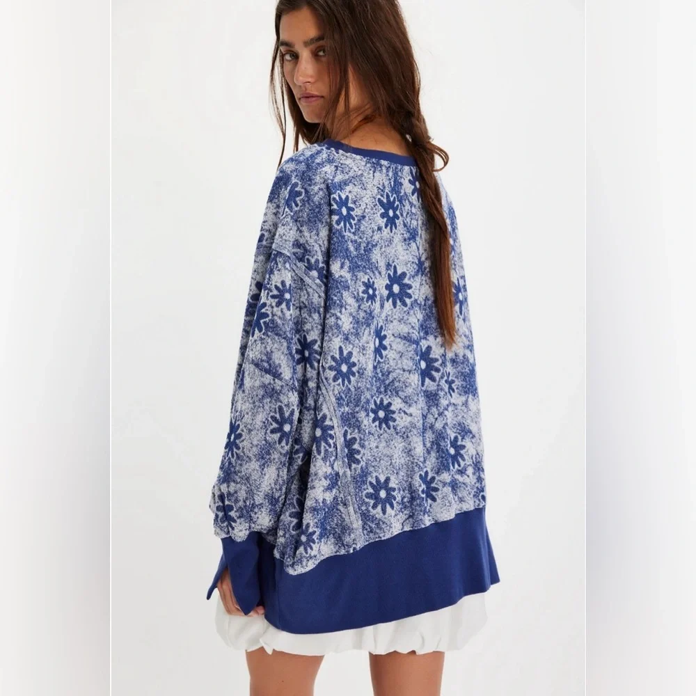 NWT Free People Steal My Sunshine Pullover ~Navy Combo~ - Picture 2 of 4